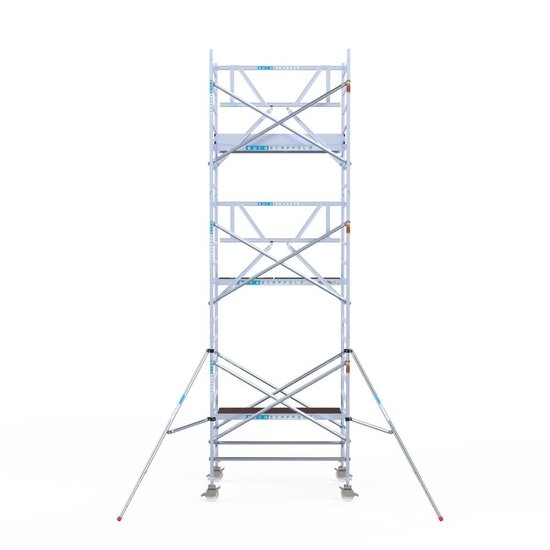Euroscaffold Rolsteiger Euroscaffold Professional 135x190 7,2m werkhoogte tegen de gevel