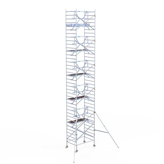 Euroscaffold Rolsteiger Euroscaffold Professional 135x190 12,2m werkhoogte tegen de gevel