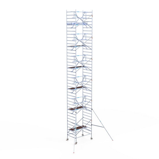 Euroscaffold Rolsteiger Euroscaffold Professional 135x190 13,2m werkhoogte tegen de gevel