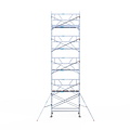 Euroscaffold Rolsteiger Euroscaffold Professional 135x250 10,2m werkhoogte tegen de gevel