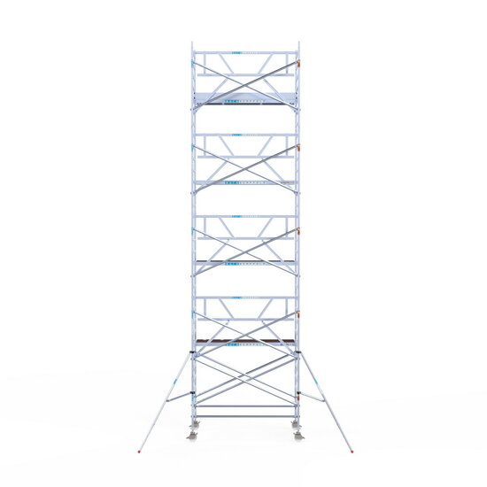 Euroscaffold Rolsteiger Euroscaffold Professional 135x250 10,2m werkhoogte tegen de gevel