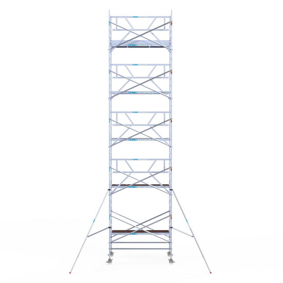 Euroscaffold Rolsteiger Euroscaffold Professional 135x250 11,2m werkhoogte tegen de gevel