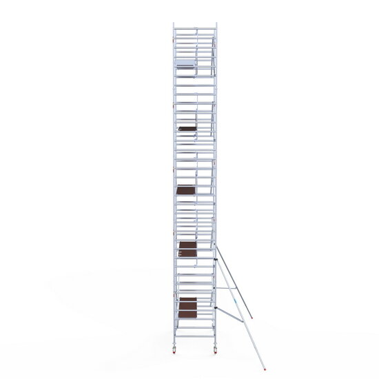 Euroscaffold Rolsteiger Euroscaffold Professional 135x250 11,2m werkhoogte tegen de gevel