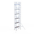 Euroscaffold Rolsteiger Euroscaffold Professional 135x250 13,2m werkhoogte tegen de gevel
