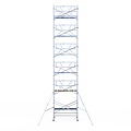 Euroscaffold Rolsteiger Euroscaffold Professional 135x250 13,2m werkhoogte tegen de gevel