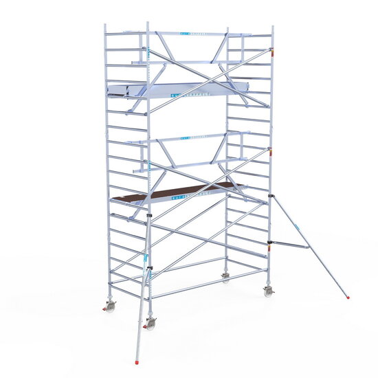 Euroscaffold Rolsteiger Euroscaffold Professional 135x305 6,2m werkhoogte tegen de gevel