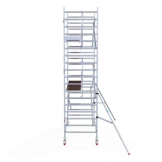 Euroscaffold Rolsteiger Euroscaffold Professional 135x305 6,2m werkhoogte tegen de gevel