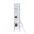 Euroscaffold Rolsteiger Euroscaffold Professional 135x305 7,2m werkhoogte tegen de gevel