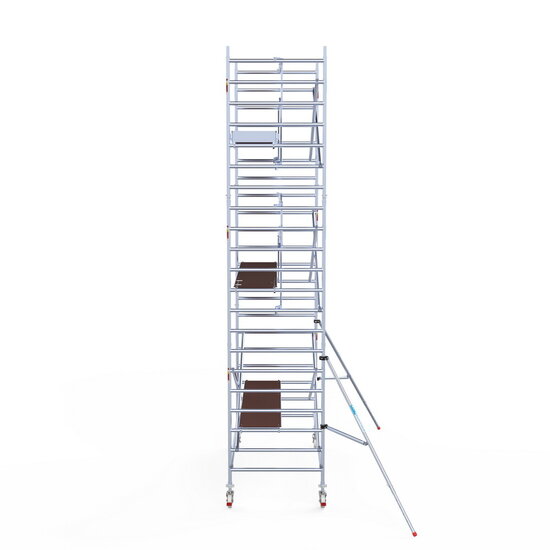 Euroscaffold Rolsteiger Euroscaffold Professional 135x305 7,2m werkhoogte tegen de gevel