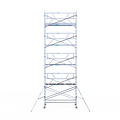 Euroscaffold Rolsteiger Euroscaffold Professional 135x305 10,2m werkhoogte tegen de gevel