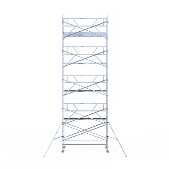 Euroscaffold Rolsteiger Euroscaffold Professional 135x305 10,2m werkhoogte tegen de gevel