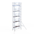 Euroscaffold Rolsteiger Euroscaffold Professional 135x305 11,2m werkhoogte tegen de gevel