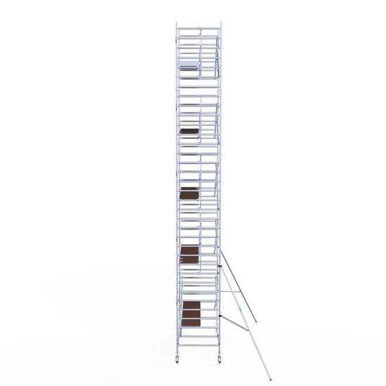 Euroscaffold Rolsteiger Euroscaffold Professional 135x305 11,2m werkhoogte tegen de gevel
