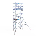 Euroscaffold Rolsteiger Euroscaffold Professional 75x190 6,2m werkhoogte carbon vloer tegen de gevel