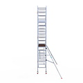 Euroscaffold Rolsteiger Euroscaffold Professional 75x190 6,2m werkhoogte carbon vloer tegen de gevel