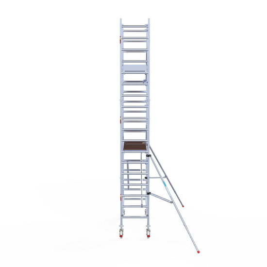 Euroscaffold Rolsteiger Euroscaffold Professional 75x190 6,2m werkhoogte carbon vloer tegen de gevel