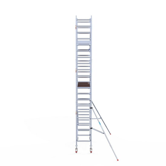 Euroscaffold Rolsteiger Euroscaffold Professional 75x190 7,2m werkhoogte carbon vloer tegen de gevel