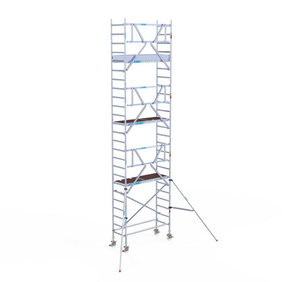 Euroscaffold Rolsteiger Euroscaffold Professional 75x190 8,2m werkhoogte carbon vloer tegen de gevel