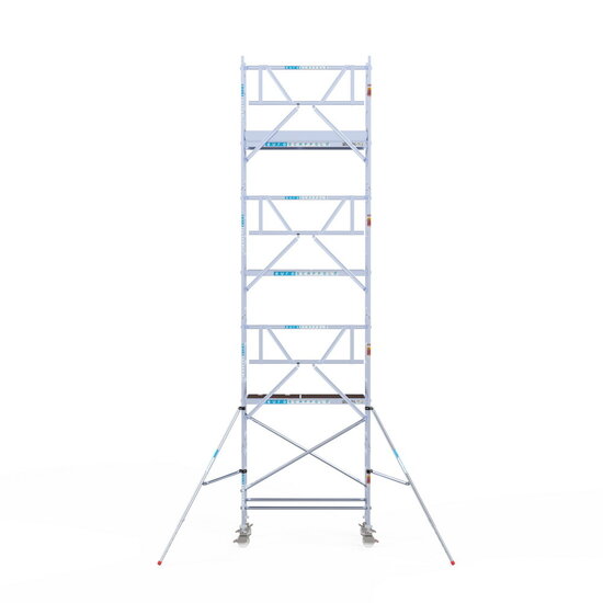 Euroscaffold Rolsteiger Euroscaffold Professional 75x190 8,2m werkhoogte carbon vloer tegen de gevel