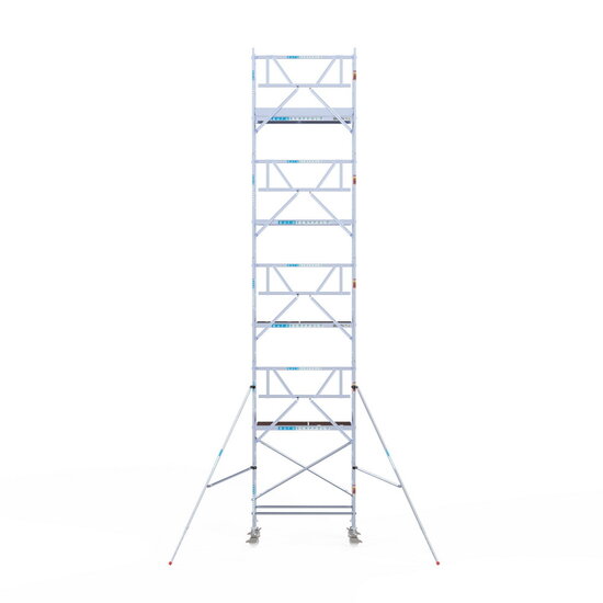 Euroscaffold Rolsteiger Euroscaffold Professional 75x190 10,2m werkhoogte carbon vloer tegen de gevel