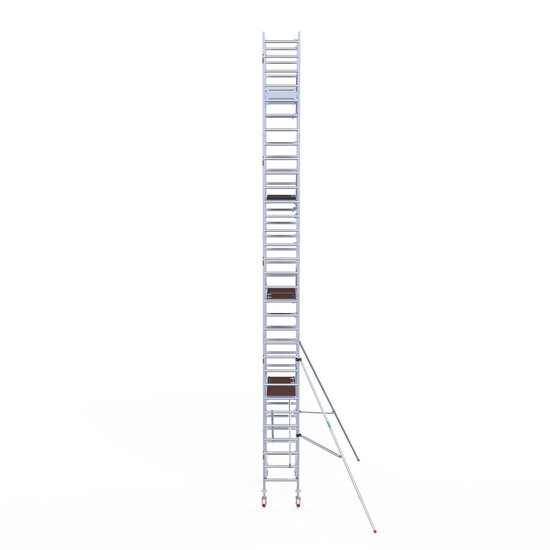Euroscaffold Rolsteiger Euroscaffold Professional 75x190 10,2m werkhoogte carbon vloer tegen de gevel