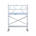 Euroscaffold Rolsteiger Euroscaffold Professional 75x250 4,2m werkhoogte carbon vloer tegen de gevel