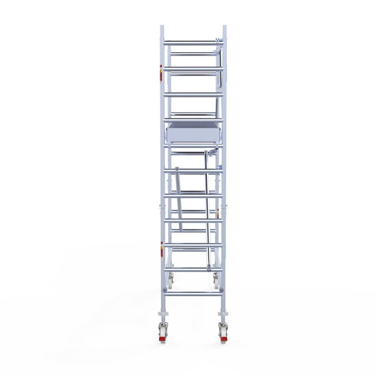 Euroscaffold Rolsteiger Euroscaffold Professional 75x250 4,2m werkhoogte carbon vloer tegen de gevel