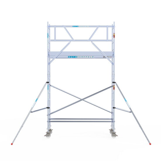 Euroscaffold Rolsteiger Euroscaffold Professional 75x250 5,2m werkhoogte carbon vloer tegen de gevel