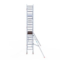Euroscaffold Rolsteiger Euroscaffold Professional 75x250 6,2m werkhoogte carbon vloer tegen de gevel