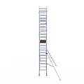 Euroscaffold Rolsteiger Euroscaffold Professional 75x250 7,2m werkhoogte carbon vloer tegen de gevel