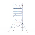 Euroscaffold Rolsteiger Euroscaffold Professional 75x250 8,2m werkhoogte carbon vloer tegen de gevel