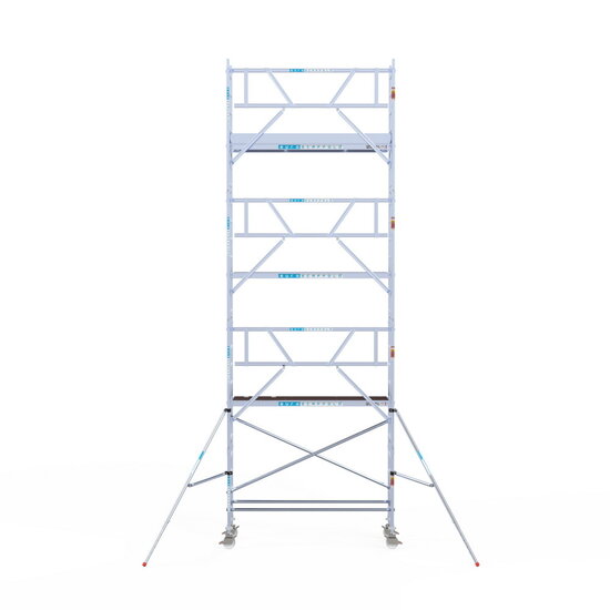Euroscaffold Rolsteiger Euroscaffold Professional 75x250 8,2m werkhoogte carbon vloer tegen de gevel
