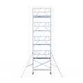 Euroscaffold Rolsteiger Euroscaffold Professional 75x250 10,2m werkhoogte carbon vloer tegen de gevel