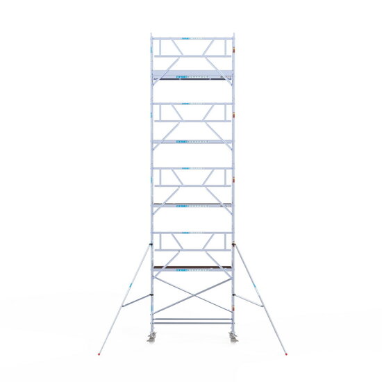 Euroscaffold Rolsteiger Euroscaffold Professional 75x250 10,2m werkhoogte carbon vloer tegen de gevel
