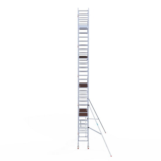 Euroscaffold Rolsteiger Euroscaffold Professional 75x250 10,2m werkhoogte carbon vloer tegen de gevel