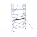 Euroscaffold Rolsteiger Euroscaffold Professional 75x305 6,2m werkhoogte carbon vloer tegen de gevel
