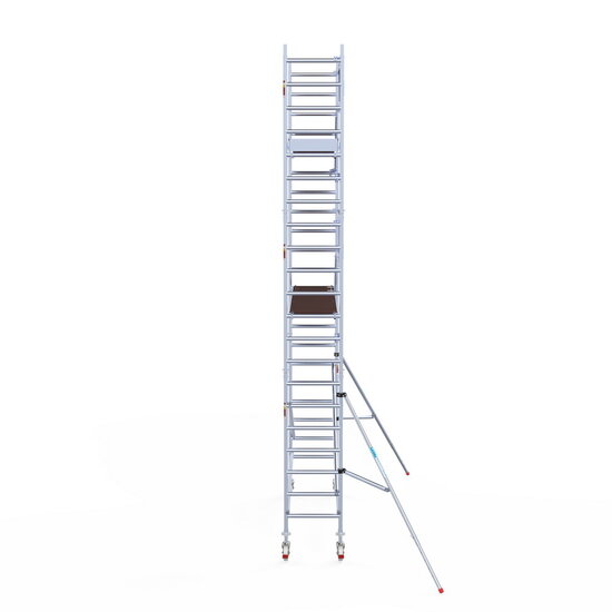 Euroscaffold Rolsteiger Euroscaffold Professional 75x305 7,2m werkhoogte carbon vloer tegen de gevel