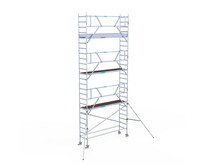 Rolsteiger Euroscaffold Professional 75x305 8,2m werkhoogte carbon vloer tegen de gevel