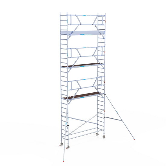 Euroscaffold Rolsteiger Euroscaffold Professional 75x305 9,2m werkhoogte carbon vloer tegen de gevel