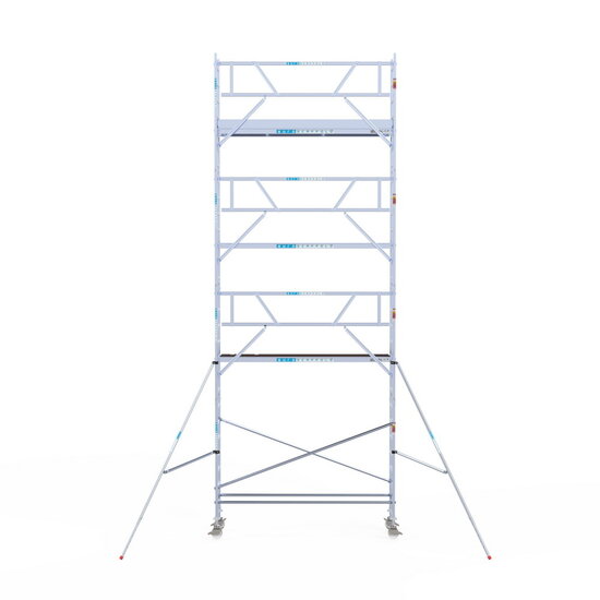 Euroscaffold Rolsteiger Euroscaffold Professional 75x305 9,2m werkhoogte carbon vloer tegen de gevel
