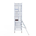 Euroscaffold Rolsteiger Euroscaffold Professional 135x190 6,2m werkhoogte carbon vloer tegen de gevel