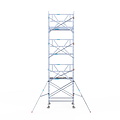 Euroscaffold Rolsteiger Euroscaffold Professional 135x190 8,2m werkhoogte carbon vloer tegen de gevel