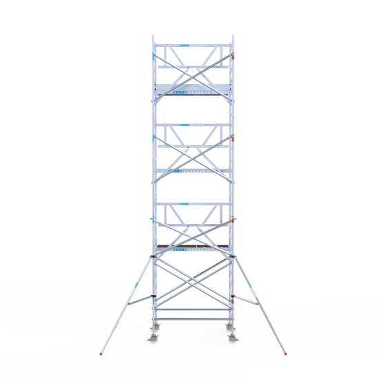 Euroscaffold Rolsteiger Euroscaffold Professional 135x190 8,2m werkhoogte carbon vloer tegen de gevel