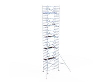 Rolsteiger Euroscaffold Professional 135x250 12,2m werkhoogte carbon vloer tegen de gevel