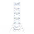 Euroscaffold Rolsteiger Euroscaffold Professional 135x250 12,2m werkhoogte carbon vloer tegen de gevel