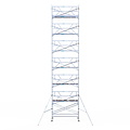 Euroscaffold Rolsteiger Euroscaffold Professional 135x305 14,2m werkhoogte carbon vloer tegen de gevel
