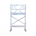 Euroscaffold Rolsteiger Euroscaffold Professional 90x190 4,2m werkhoogte carbon vloer tegen de gevel