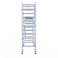 Euroscaffold Rolsteiger Euroscaffold Professional 90x190 4,2m werkhoogte carbon vloer tegen de gevel
