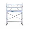 Euroscaffold Rolsteiger Euroscaffold Professional 90x250 4,2m werkhoogte carbon vloer tegen de gevel