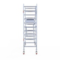 Euroscaffold Rolsteiger Euroscaffold Professional 90x250 4,2m werkhoogte carbon vloer tegen de gevel